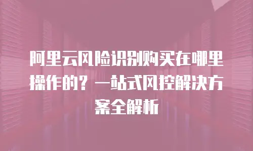 阿里云风险识别购买在哪里操作的？一站式风控解决方案全解析