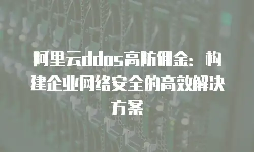 阿里云ddos高防佣金：构建企业网络安全的高效解决方案