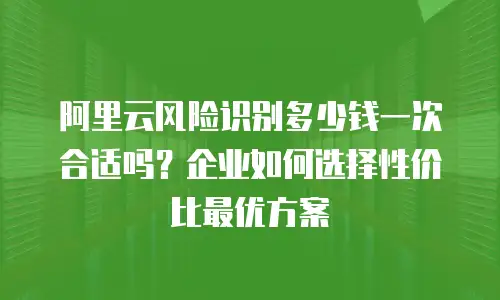 阿里云风险识别多少钱一次合适吗？企业如何选择性价比最优方案