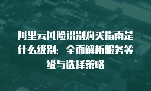 阿里云风险识别购买指南是什么级别：全面解析服务等级与选择策略