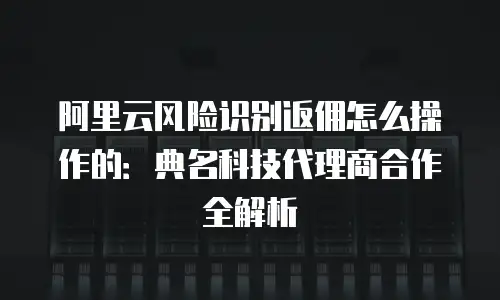 阿里云风险识别返佣怎么操作的：典名科技代理商合作全解析