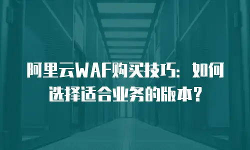 阿里云WAF购买技巧：如何选择适合业务的版本？