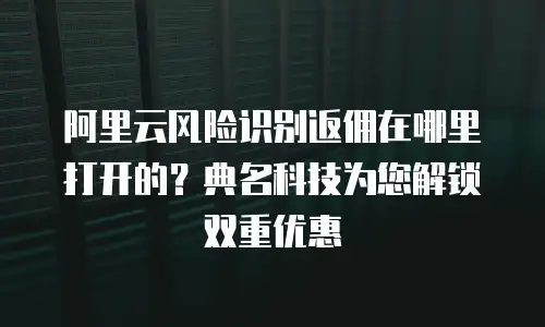 阿里云风险识别返佣在哪里打开的？典名科技为您解锁双重优惠