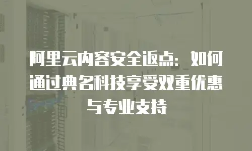 阿里云内容安全返点：如何通过典名科技享受双重优惠与专业支持