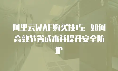 阿里云WAF购买技巧：如何高效节省成本并提升安全防护