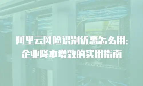 阿里云风险识别优惠怎么用：企业降本增效的实用指南