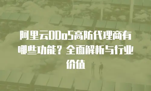 阿里云DDoS高防代理商有哪些功能？全面解析与行业价值