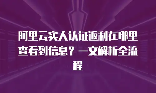 阿里云实人认证返利在哪里查看到信息？一文解析全流程