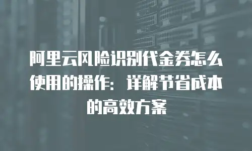 阿里云风险识别代金券怎么使用的操作：详解节省成本的高效方案