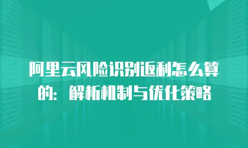 阿里云风险识别返利怎么算的：解析机制与优化策略