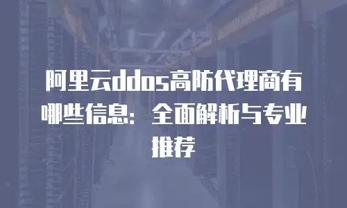阿里云ddos高防代理商有哪些信息：全面解析与专业推荐