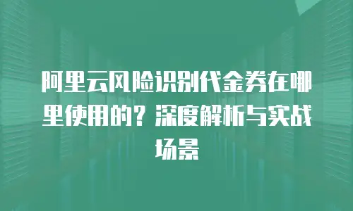 阿里云风险识别代金券在哪里使用的？深度解析与实战场景