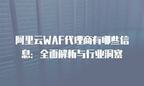 阿里云WAF代理商有哪些信息：全面解析与行业洞察