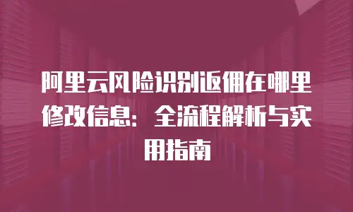 阿里云风险识别返佣在哪里修改信息：全流程解析与实用指南