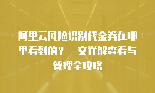 阿里云风险识别代金券在哪里看到的？一文详解查看与管理全攻略