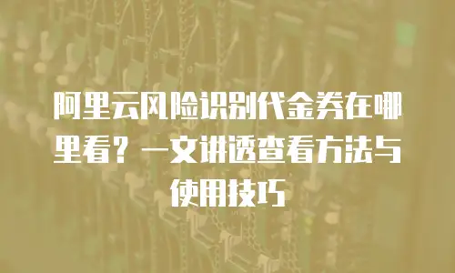 阿里云风险识别代金券在哪里看？一文讲透查看方法与使用技巧
