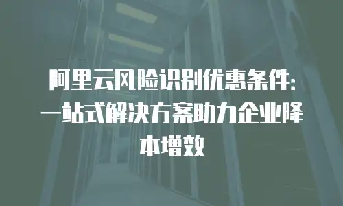 阿里云风险识别优惠条件：一站式解决方案助力企业降本增效