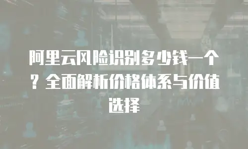 阿里云风险识别多少钱一个？全面解析价格体系与价值选择