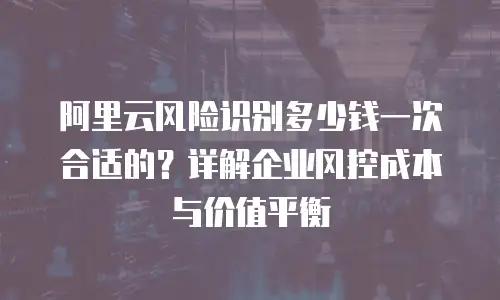 阿里云风险识别多少钱一次合适的？详解企业风控成本与价值平衡