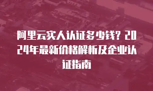 阿里云实人认证多少钱？2024年最新价格解析及企业认证指南