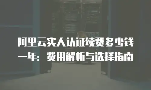 阿里云实人认证续费多少钱一年：费用解析与选择指南