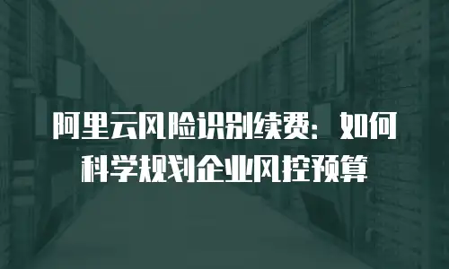 阿里云风险识别续费：如何科学规划企业风控预算