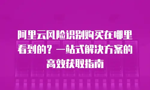 阿里云风险识别购买在哪里看到的？一站式解决方案的高效获取指南