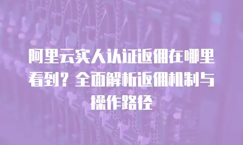 阿里云实人认证返佣在哪里看到？全面解析返佣机制与操作路径