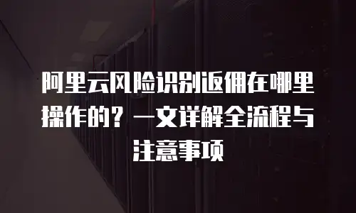 阿里云风险识别返佣在哪里操作的？一文详解全流程与注意事项