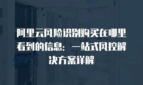 阿里云风险识别购买在哪里看到的信息：一站式风控解决方案详解