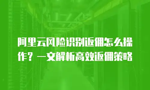 阿里云风险识别返佣怎么操作？一文解析高效返佣策略
