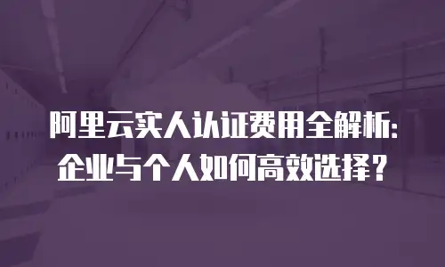 阿里云实人认证费用全解析：企业与个人如何高效选择？