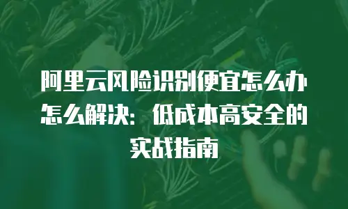 阿里云风险识别便宜怎么办怎么解决：低成本高安全的实战指南