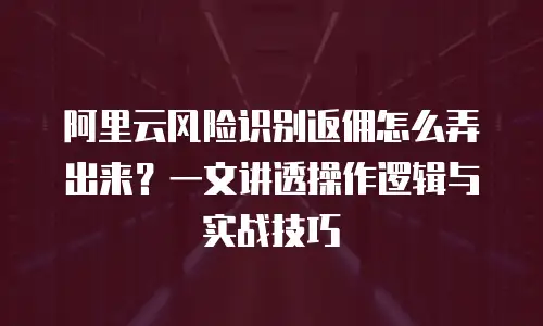 阿里云风险识别返佣怎么弄出来？一文讲透操作逻辑与实战技巧