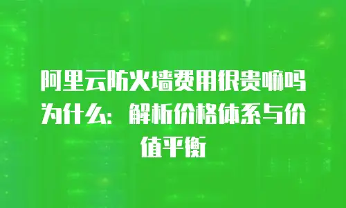 阿里云防火墙费用很贵嘛吗为什么：解析价格体系与价值平衡