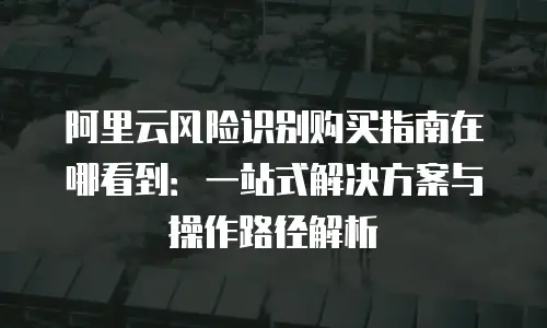 阿里云风险识别购买指南在哪看到：一站式解决方案与操作路径解析