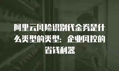 阿里云风险识别代金券是什么类型的类型：企业风控的省钱利器