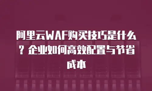 阿里云WAF购买技巧是什么？企业如何高效配置与节省成本