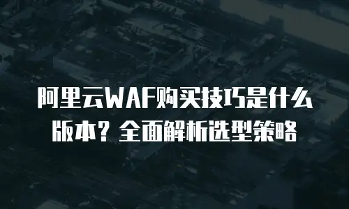 阿里云WAF购买技巧是什么版本？全面解析选型策略