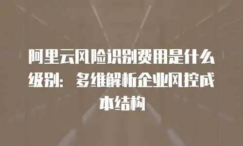 阿里云风险识别费用是什么级别：多维解析企业风控成本结构