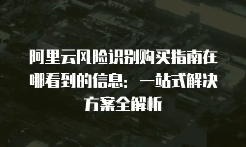 阿里云风险识别购买指南在哪看到的信息：一站式解决方案全解析