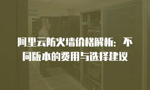 阿里云防火墙价格解析：不同版本的费用与选择建议