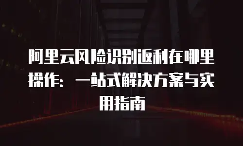 阿里云风险识别返利在哪里操作：一站式解决方案与实用指南