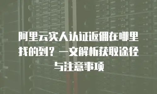 阿里云实人认证返佣在哪里找的到？一文解析获取途径与注意事项