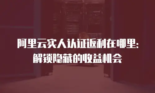 阿里云实人认证返利在哪里：解锁隐藏的收益机会