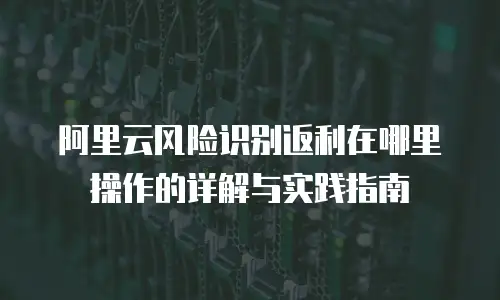 阿里云风险识别返利在哪里操作的详解与实践指南