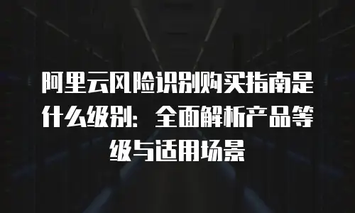 阿里云风险识别购买指南是什么级别：全面解析产品等级与适用场景