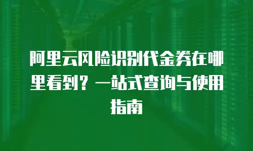 阿里云风险识别代金券在哪里看到？一站式查询与使用指南