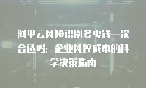 阿里云风险识别多少钱一次合适吗：企业风控成本的科学决策指南