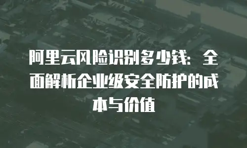 阿里云风险识别多少钱：全面解析企业级安全防护的成本与价值